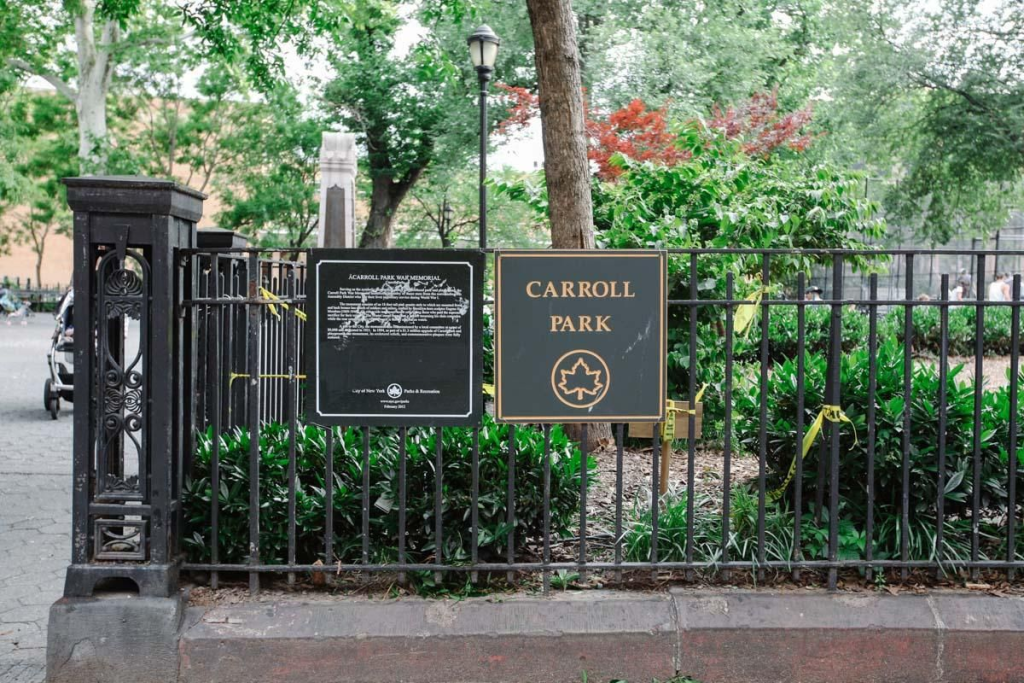 Carroll Park Gate, easy to access from our Cozy Carroll Gardens Apartment Rental