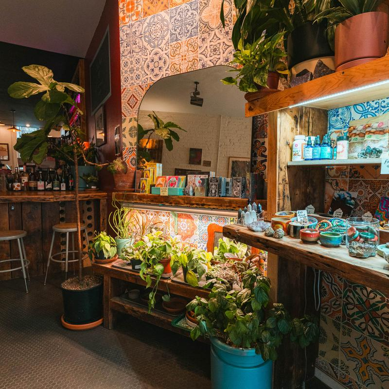 Planted Cafe, full of warm lighting and greenery, is a great place to stop for vegan and gluten free fare if you're staying in an apartment rental near Carroll Gardens