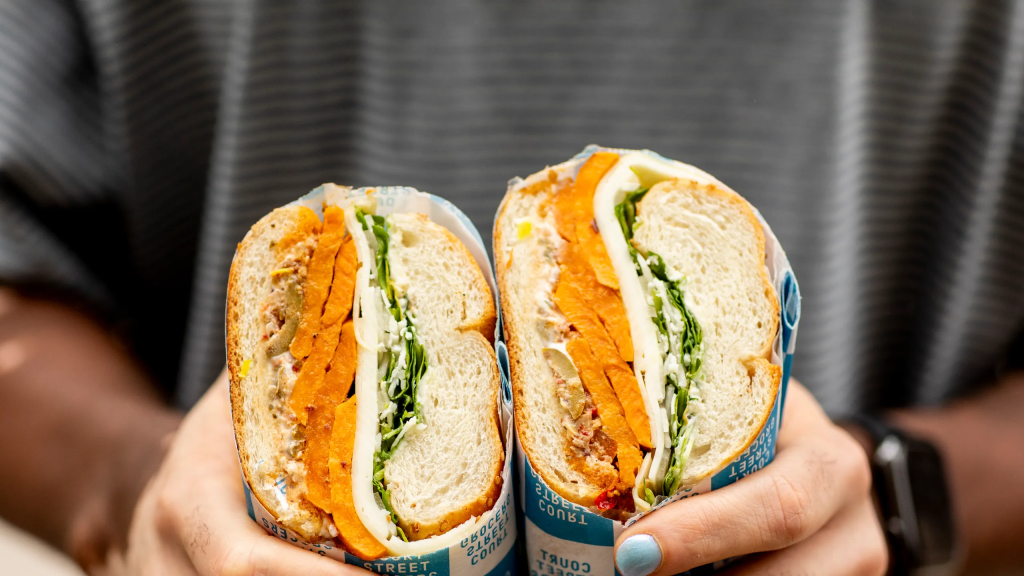 Court Street Grocers Vegetarian Italian sandwich, easy accessible from a carroll gardens apartment rental